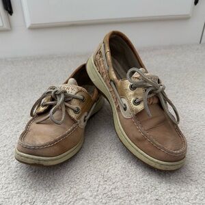 Sperry Women’s Tan & Gold Boat Shoes